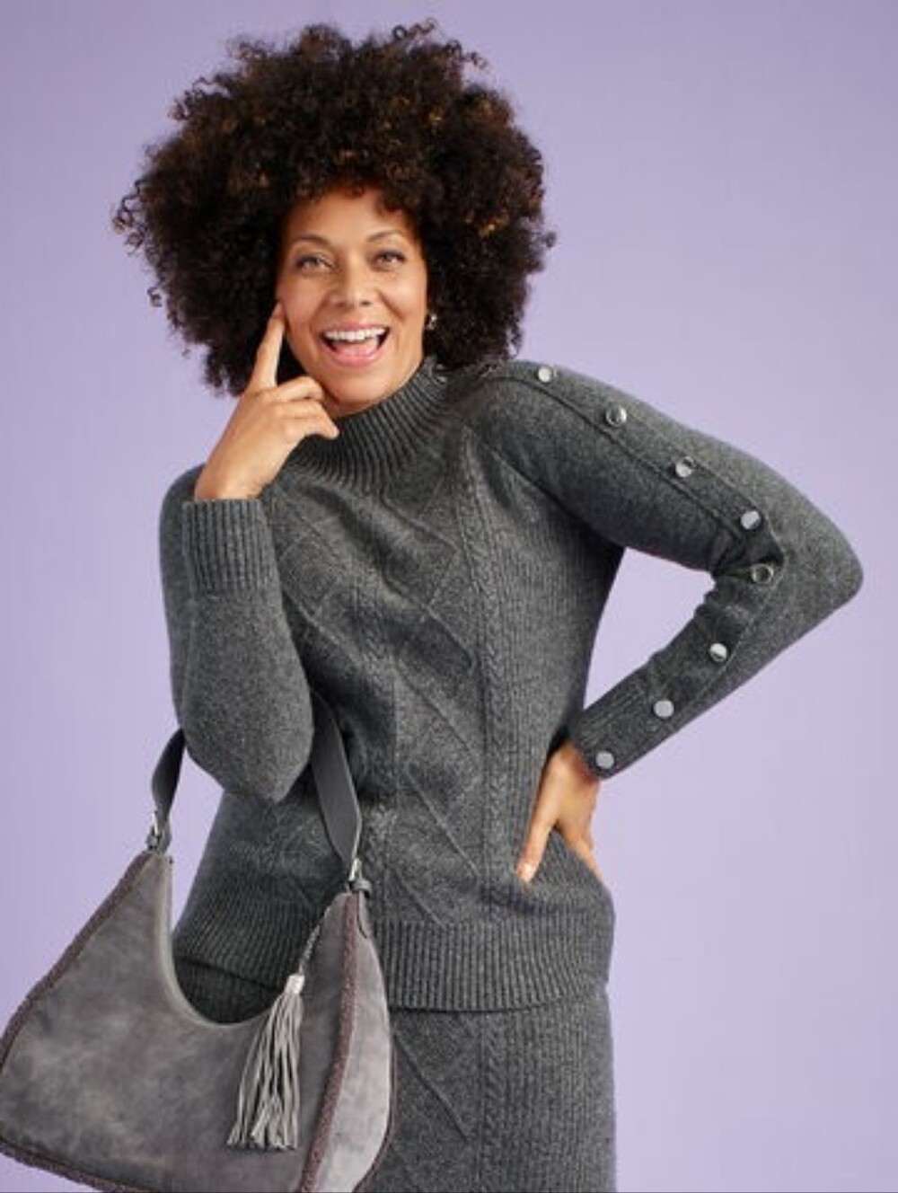 Talbots Shoulder Placket Wool Blend Sweater Grey Gray 1X